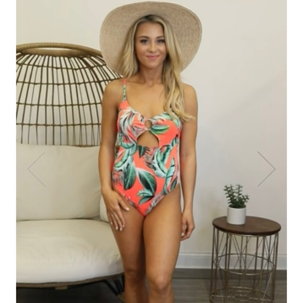Pink Lily Ribbed One Piece Swimsuit